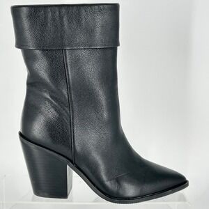 LISA VICKY Size 8 Black Leather Pointed Toe Foldover‎ Ankle Boots NEW $129 Mae